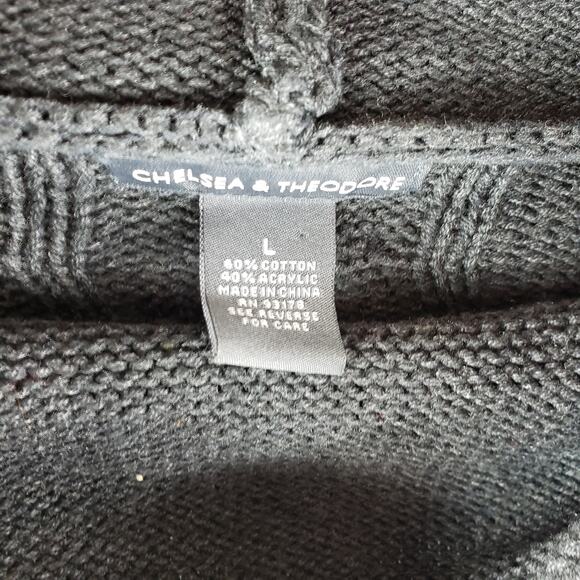 Chelsea & Theodore Sweater Dress Women L Grey Cable Knit Bell Sleeve Roll Neck - Picture 4 of 6